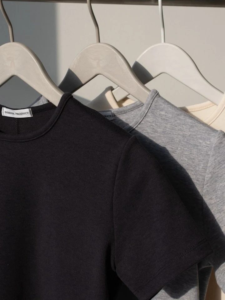 Inssense - Korean Women Fashion - #womensfashion - Minimal Back Stitch Peach Slim Tee - 9