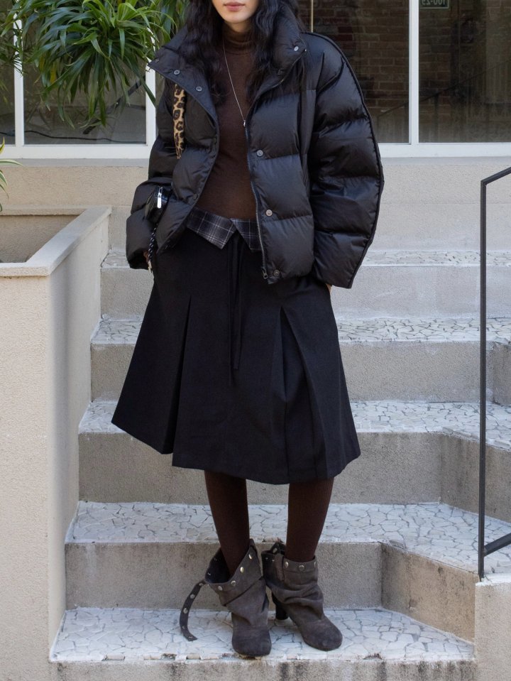 Inssense - Korean Women Fashion - #womensfashion - Check Waist Pleated Midi Skirt - 2