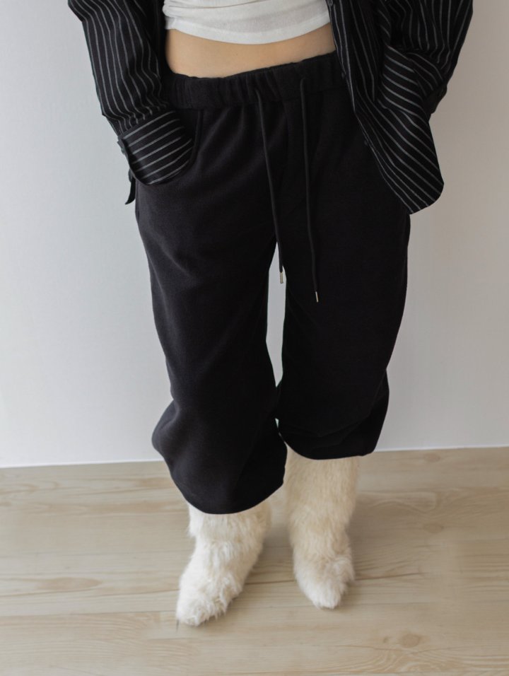 Inssense - Korean Women Fashion - #momslook - Side Panel Line Fleece Jogger Pants - 4