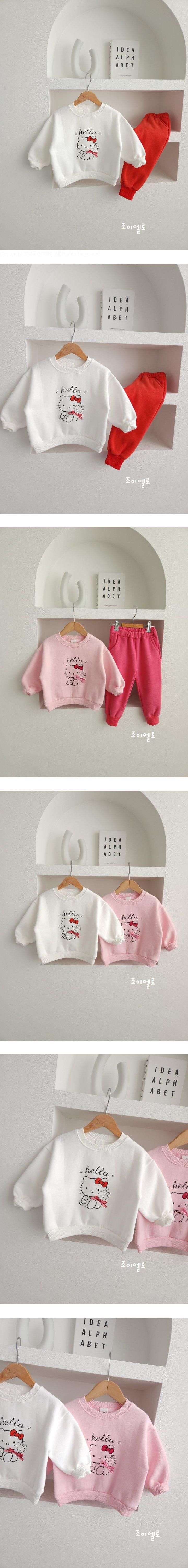 Joy ello - Korean Children Fashion - #toddlerclothing - Cat Jogger Top Bottom Set