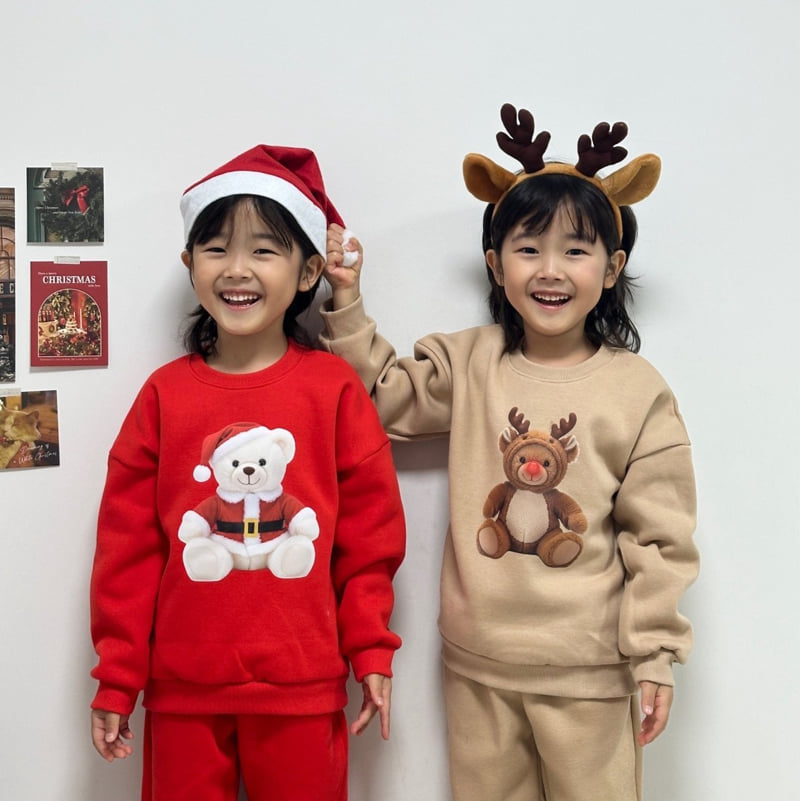 Little Rabbit - Korean Children Fashion - #kidzfashiontrend - Fleece Rudol Bear Set - 2