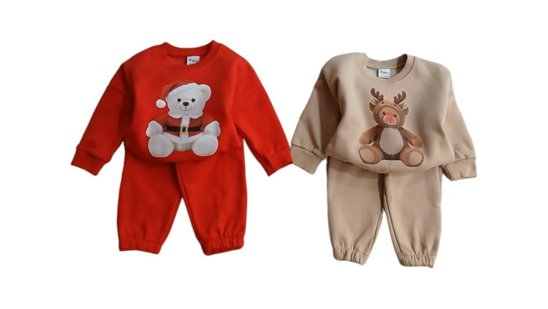 Little Rabbit - Korean Children Fashion - #toddlerclothing - Fleece Rudol Bear Set - 9