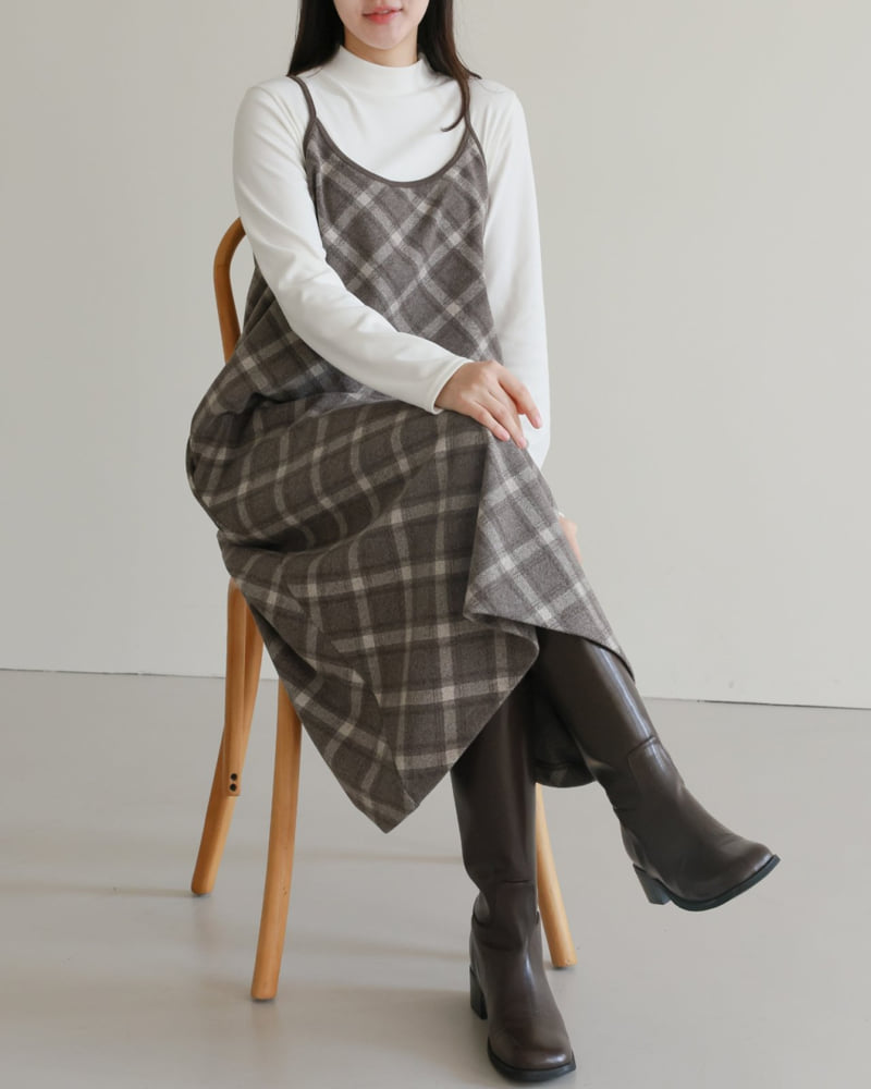 Lovely - Korean Women Fashion - #momslook - Muffin Check One-piece - 7