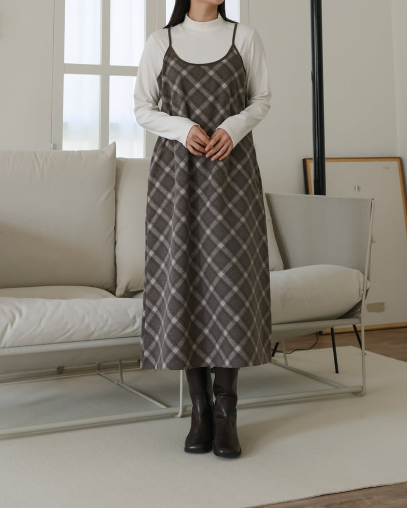 Lovely - Korean Women Fashion - #romanticstyle - Muffin Check One-piece