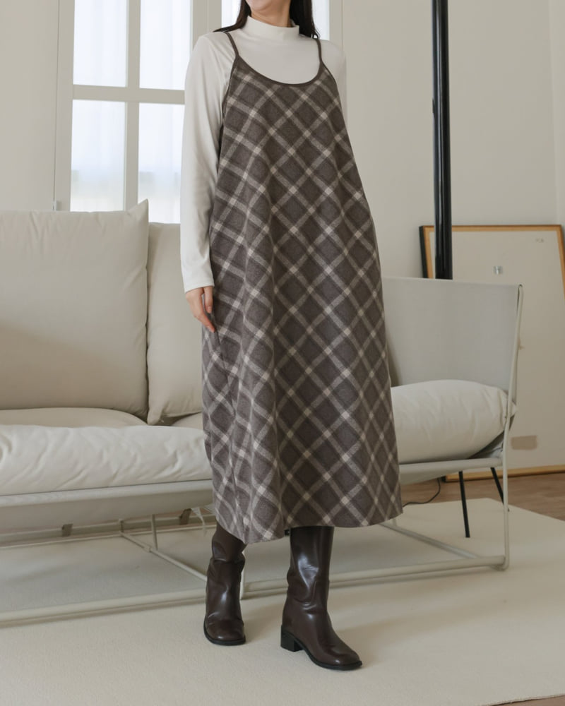 Lovely - Korean Women Fashion - #womensfashion - Muffin Check One-piece - 6
