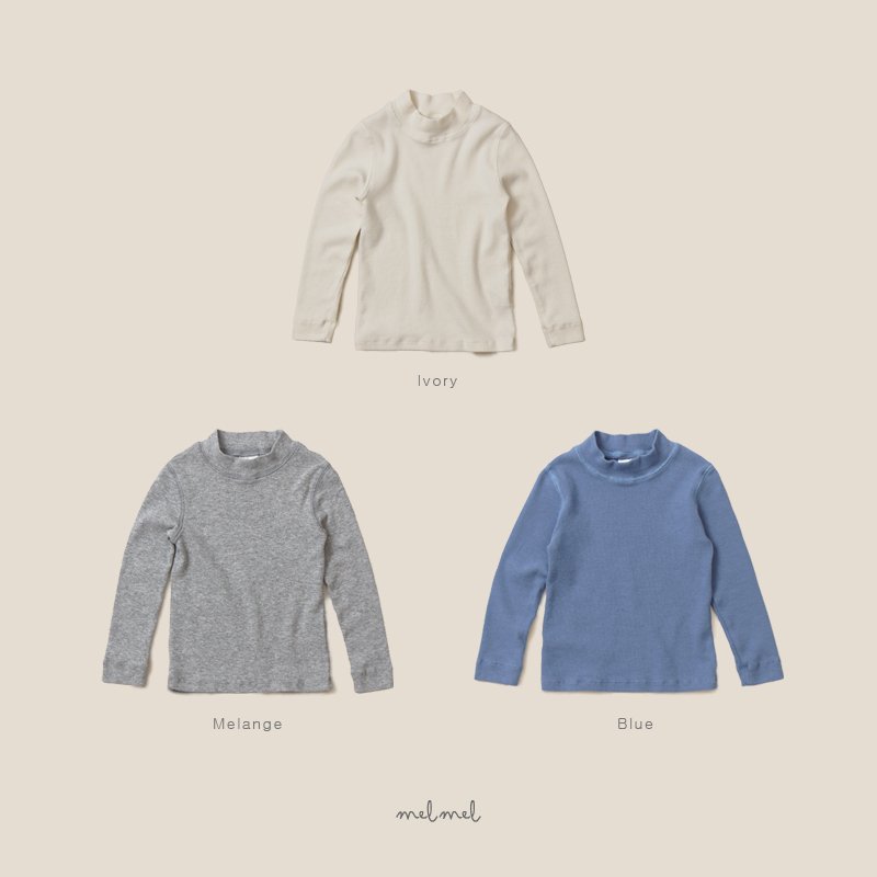 Melmel - Korean Children Fashion - #fashionkids - Ribbed Half Turtleneck Tee