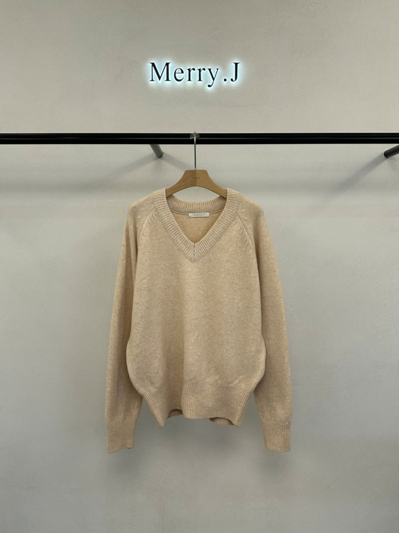 Merry J - Korean Women Fashion - #momslook - Air Wool V Neck Knit - 3