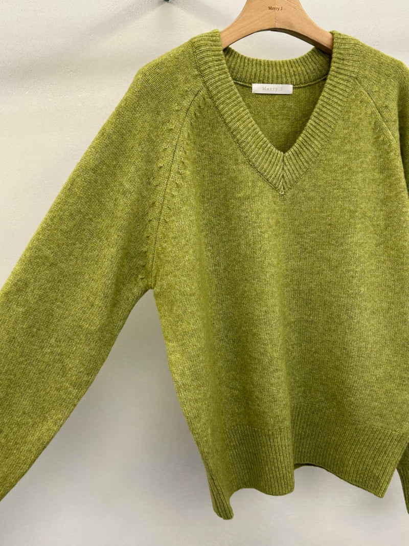 Merry J - Korean Women Fashion - #momslook - Air Wool V Neck Knit - 7