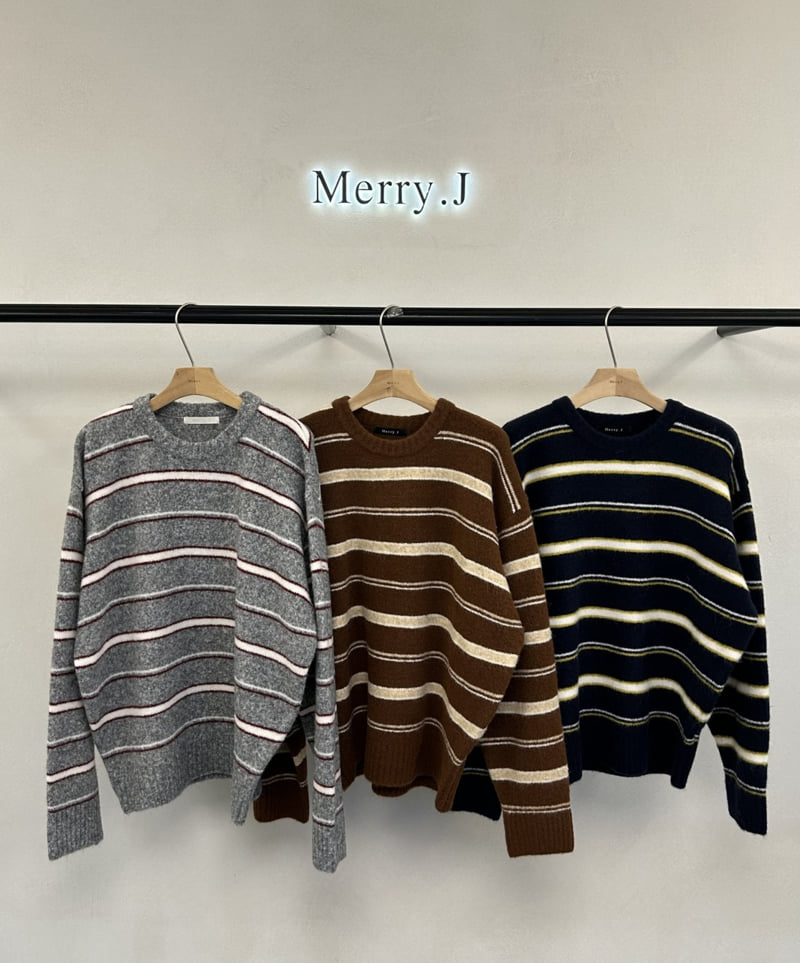 Merry J - Korean Women Fashion - #momslook - Old School Stripe Knit - 2