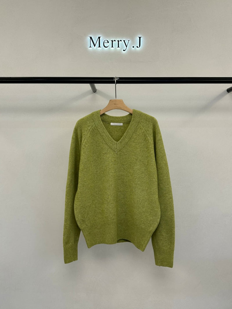 Merry J - Korean Women Fashion - #momslook - Air Wool V Neck Knit - 4