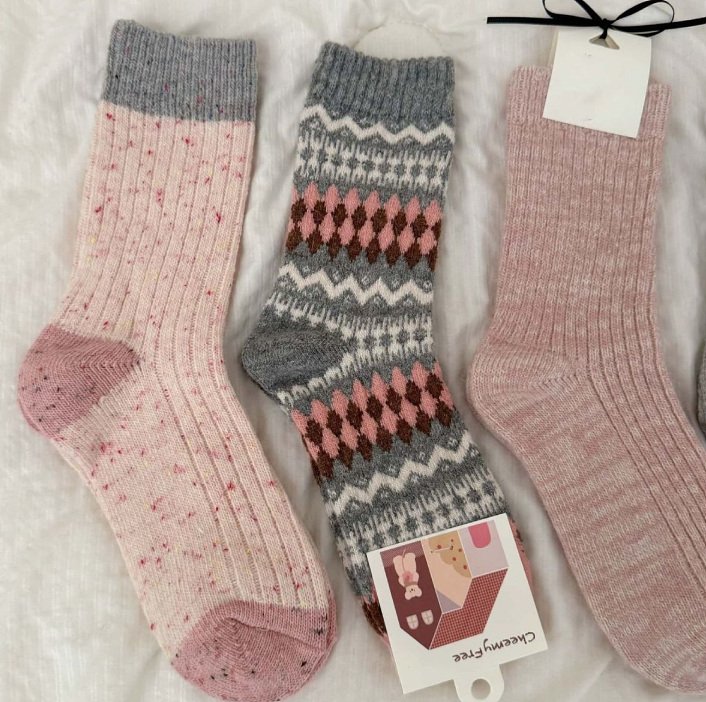 Miso - Korean Children Fashion - #childofig - Pink Gray Socks Set - 4