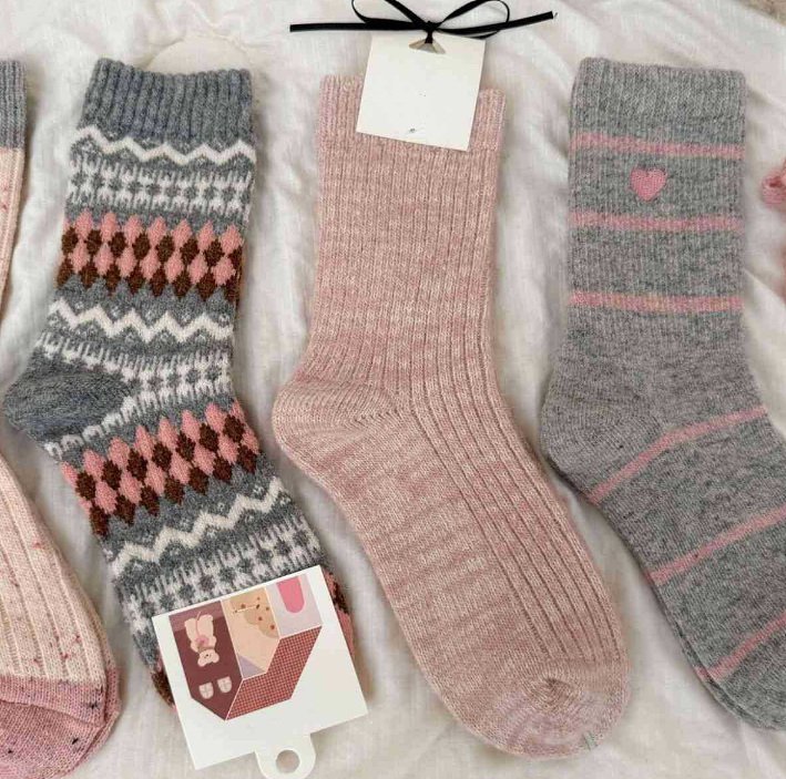 Miso - Korean Children Fashion - #childrensboutique - Pink Gray Socks Set - 5