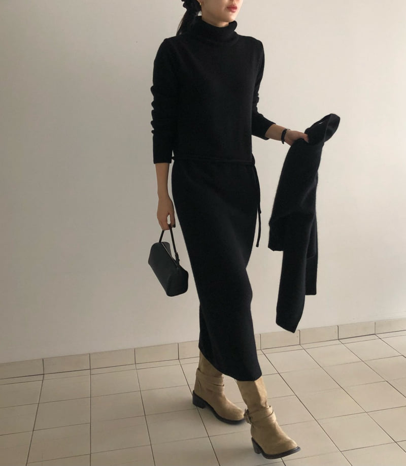 Moani - Korean Women Fashion - #momslook - Wool Cashmere Turtleneck Robe One-piece - 10
