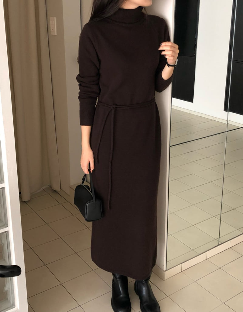Moani - Korean Women Fashion - #momslook - Wool Cashmere Turtleneck Robe One-piece - 6