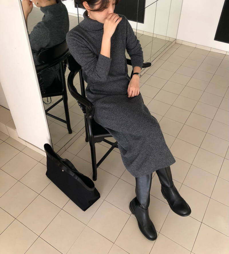 Moani - Korean Women Fashion - #momslook - Wool Cashmere Turtleneck Robe One-piece - 8