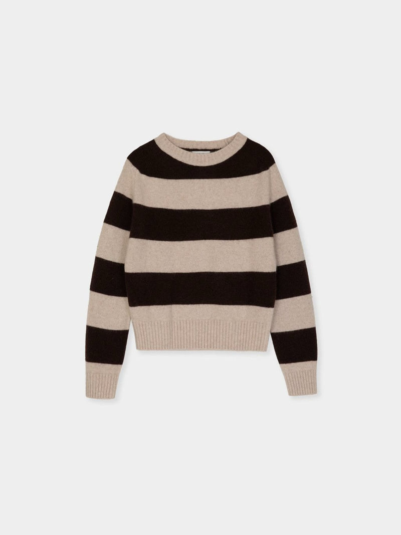 Moani - Korean Women Fashion - #momslook - Fuzzy Brushed Raccoon Stripe Knit