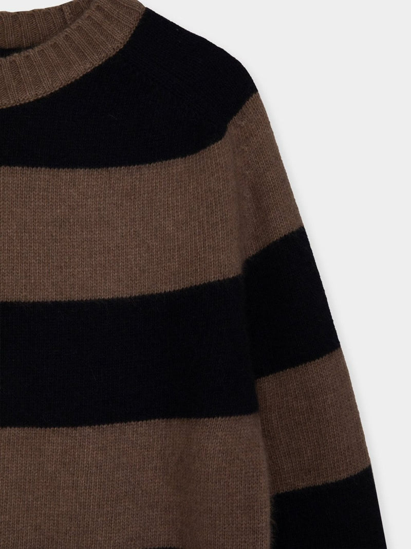 Moani - Korean Women Fashion - #momslook - Fuzzy Brushed Raccoon Stripe Knit - 5
