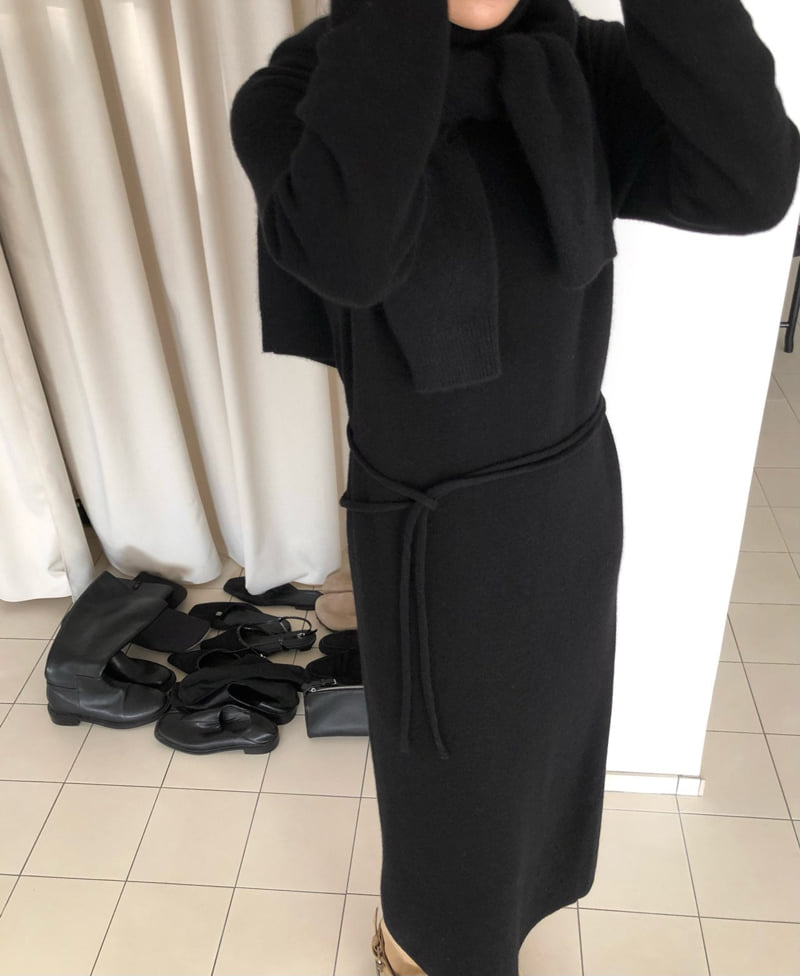 Moani - Korean Women Fashion - #vintageinspired - Wool Cashmere Turtleneck Robe One-piece - 12