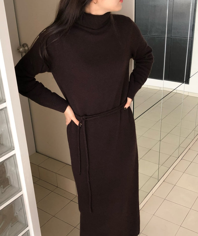 Moani - Korean Women Fashion - #womensfashion - Wool Cashmere Turtleneck Robe One-piece - 5