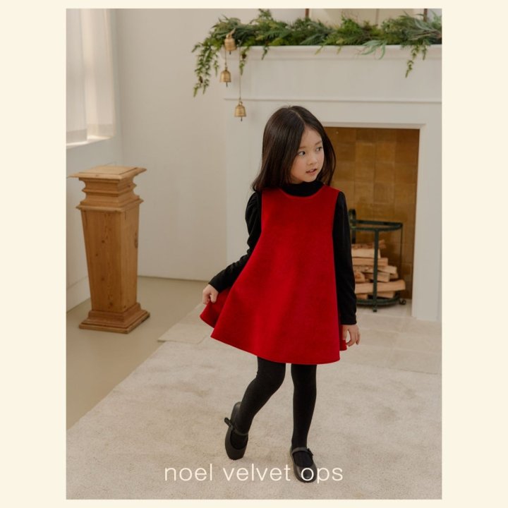 Mon Atelier - Korean Children Fashion - #fashionkids - Noel Velvet One-piece (Red) - 2