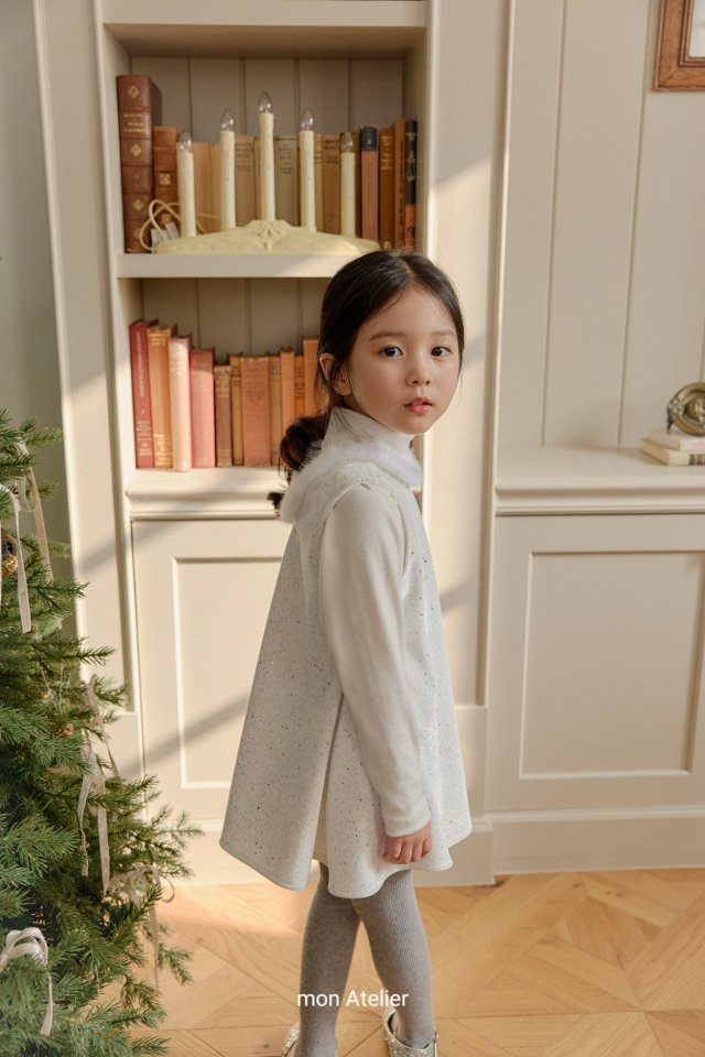 Mon Atelier - Korean Children Fashion - #fashionkids - Noel Velvet One-piece (Cream) - 4