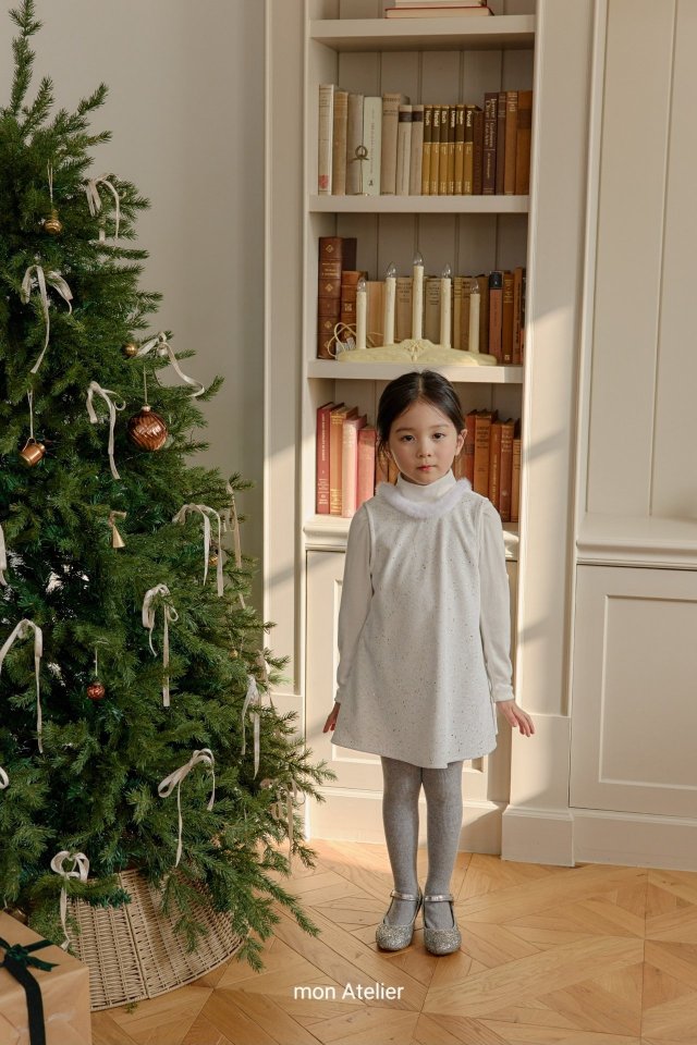 Mon Atelier - Korean Children Fashion - #kidzfashiontrend - Noel Velvet One-piece (Cream) - 6