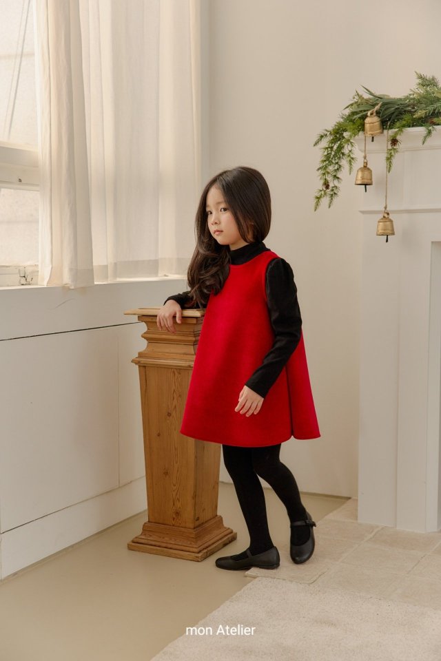 Mon Atelier - Korean Children Fashion - #magicofchildhood - Noel Velvet One-piece (Red) - 8