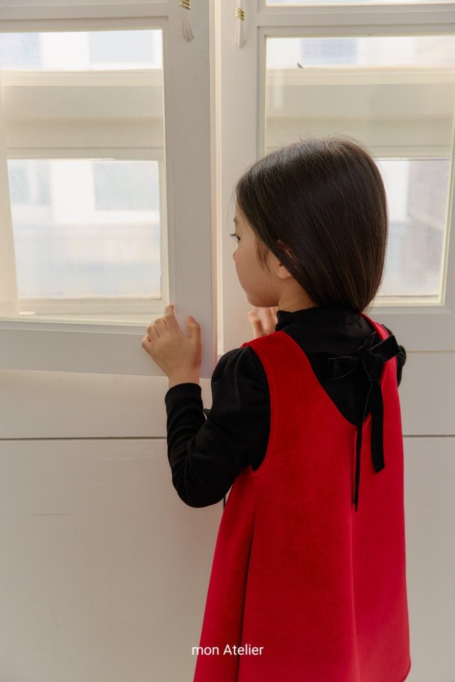 Mon Atelier - Korean Children Fashion - #minifashionista - Noel Velvet One-piece (Red) - 9
