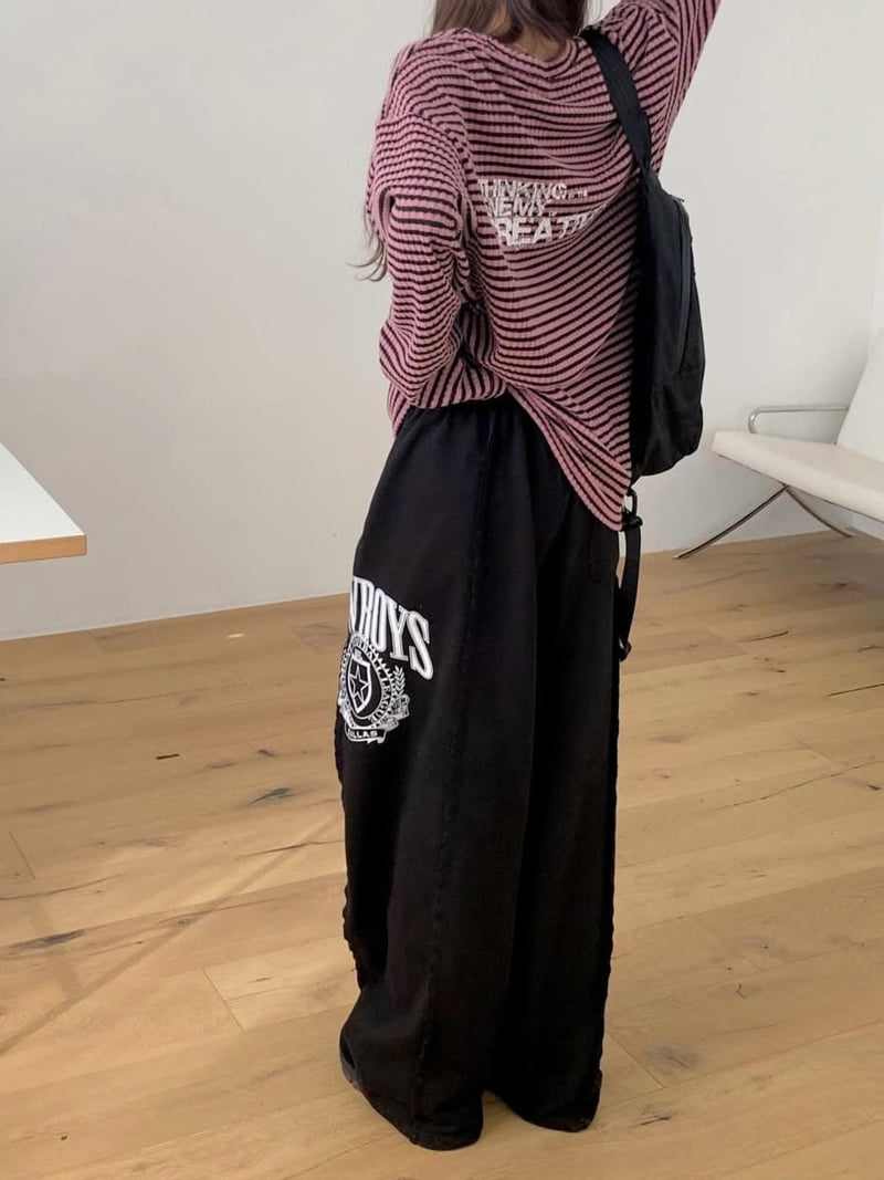 Moran Women - Korean Women Fashion - #momslook - Football Wide Pants - 5