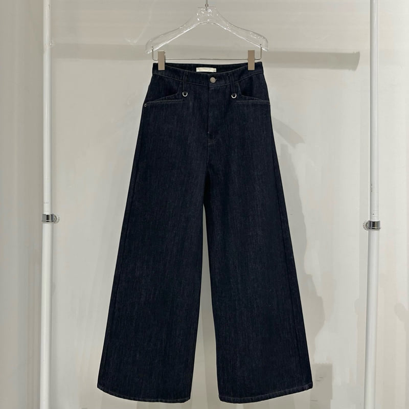 Neroli36 - Korean Women Fashion - #momslook - M Pocket Wide Denim Pants