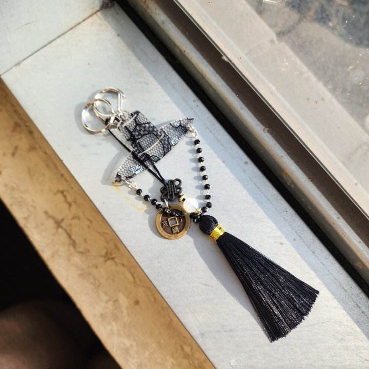 Newerly - Korean Women Fashion - #restrostyle - Lace Black God Keyring - 3