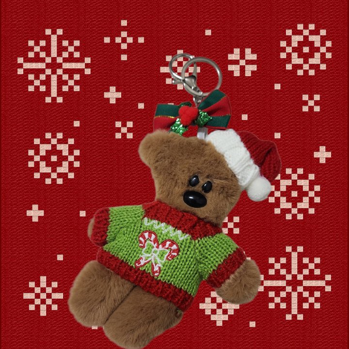 Newerly - Korean Women Fashion - #romanticstyle - Christmas Crooked Bear Keyring - 3
