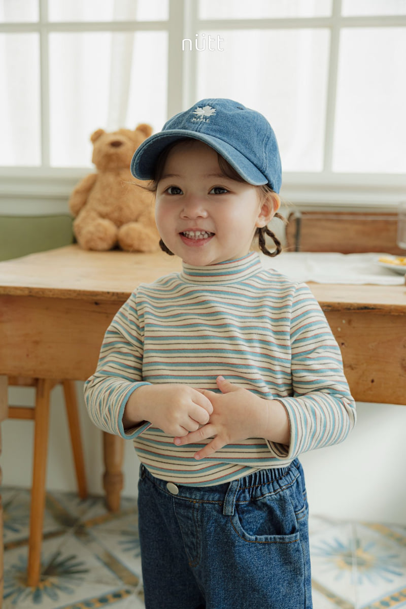 Nutt - Korean Baby Fashion - #babyoutfit - Monshell Half Turtleneck Tee (Stripe) - 2