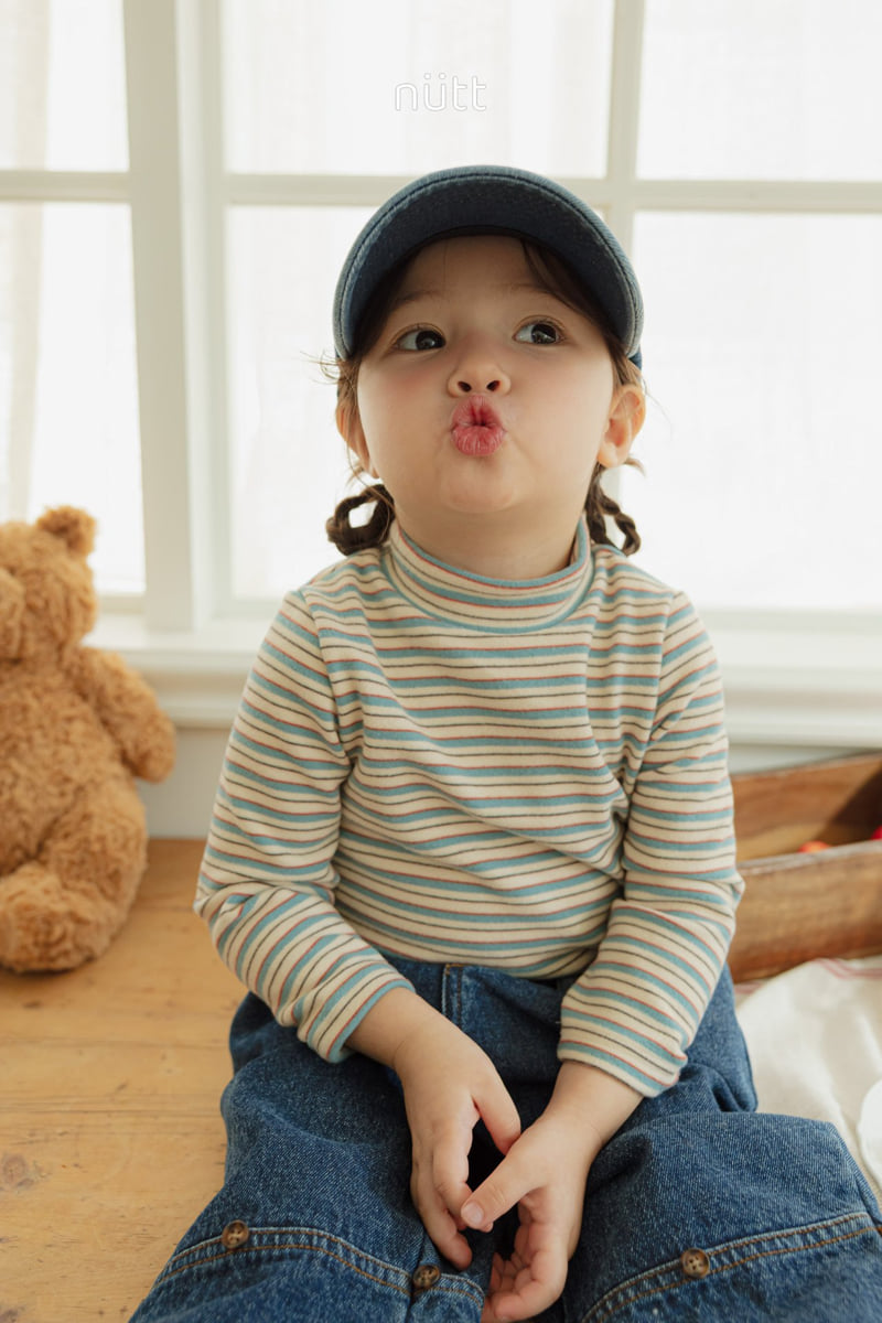 Nutt - Korean Baby Fashion - #onlinebabyboutique - Monshell Half Turtleneck Tee (Stripe) - 5