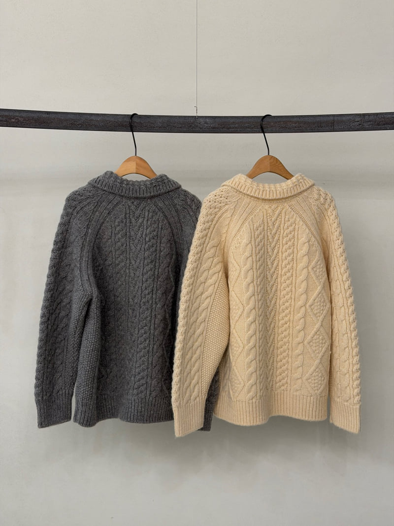 Ohao - Korean Women Fashion - #womensfashion - Collar Boyfit Knit - 4