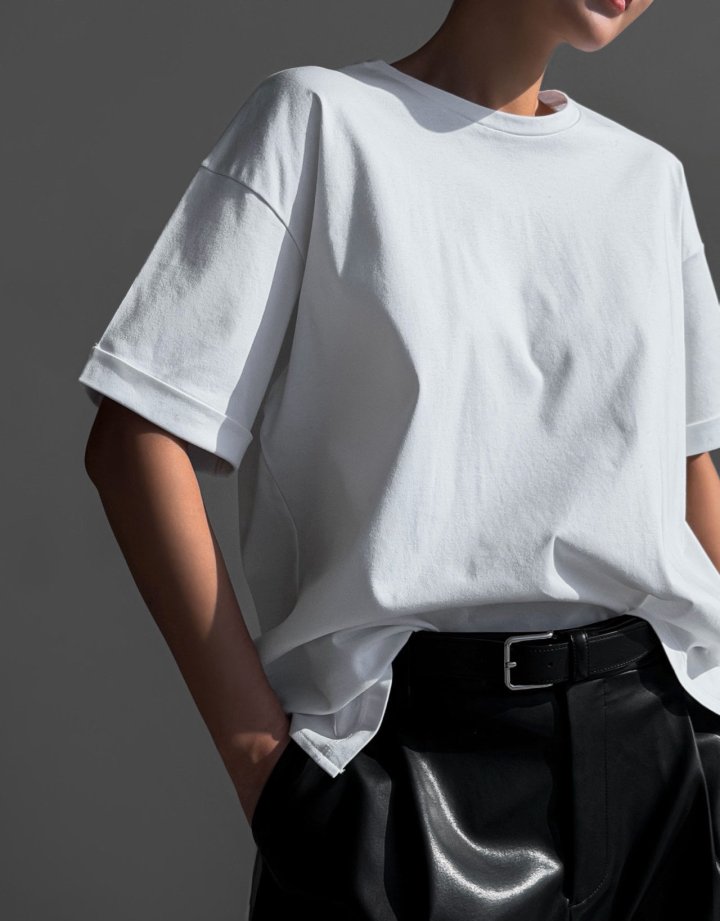 Paper Moon - Korean Women Fashion - #momslook - Premium Cotton Roll-Up Tee