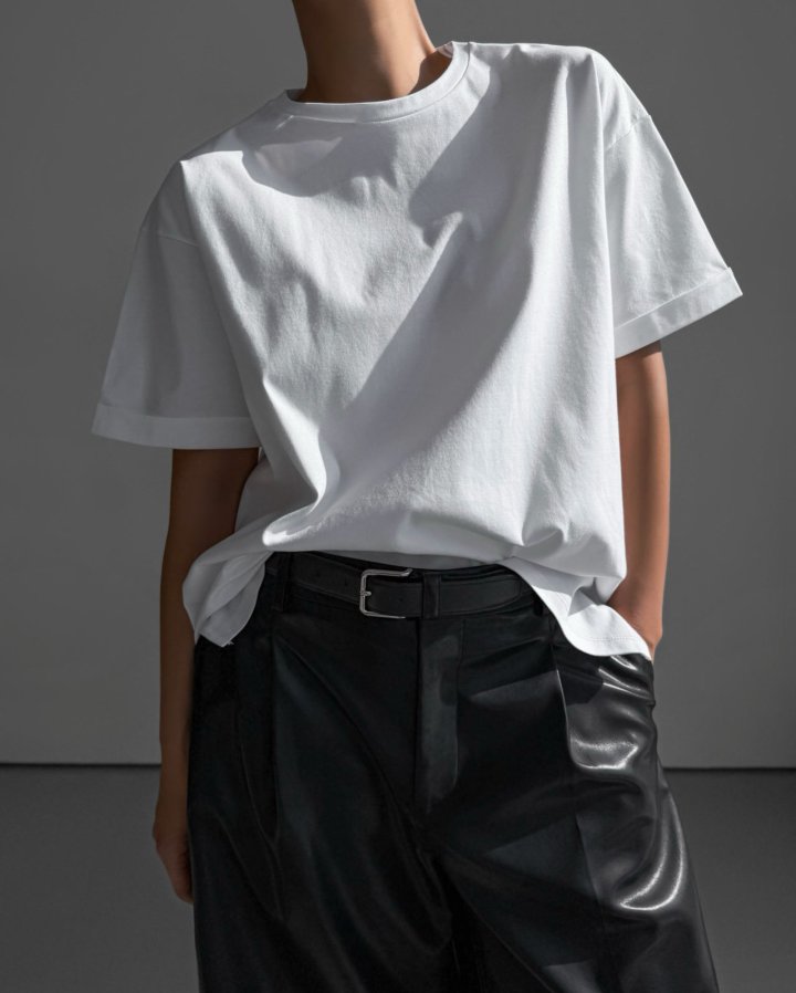 Paper Moon - Korean Women Fashion - #momslook - Premium Cotton Roll-Up Tee - 3