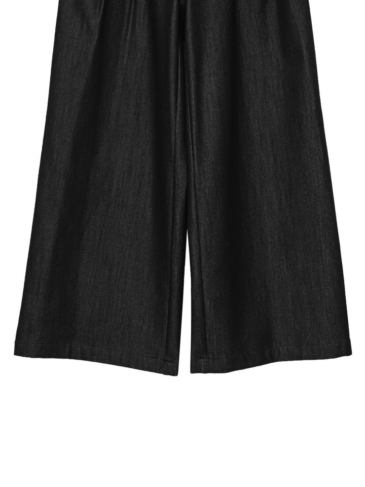 Paper Moon - Korean Women Fashion - #momslook - Pleated Detail Twill Denim Wide Trousers - 12