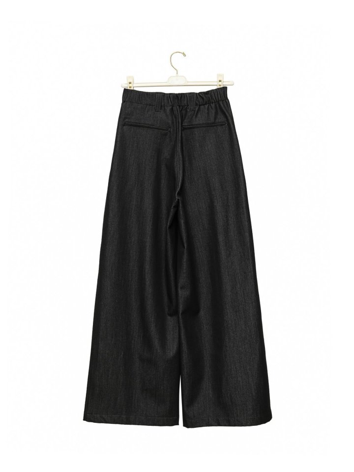 Paper Moon - Korean Women Fashion - #momslook - Pleated Detail Twill Denim Wide Trousers - 8