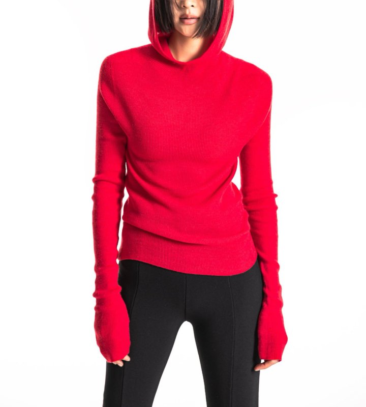 Paper Moon - Korean Women Fashion - #momslook - Whole Garment Hood Knit Top