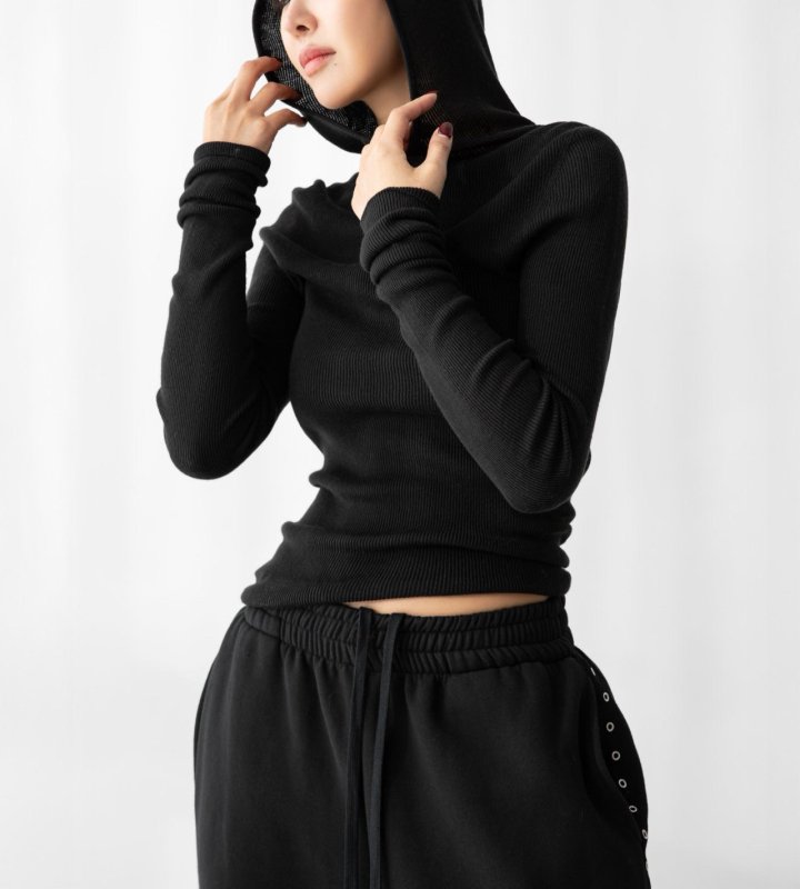 Paper Moon - Korean Women Fashion - #momslook - Whole Garment Hood Knit Top - 6