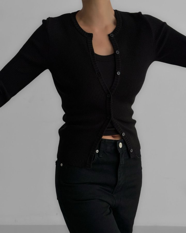 Paper Moon - Korean Women Fashion - #momslook - Ribbed Button Down Knit Cardigan