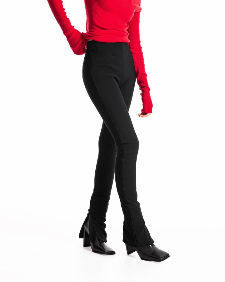 Paper Moon - Korean Women Fashion - #momslook - Ribbed Side Slit Leggings - 6