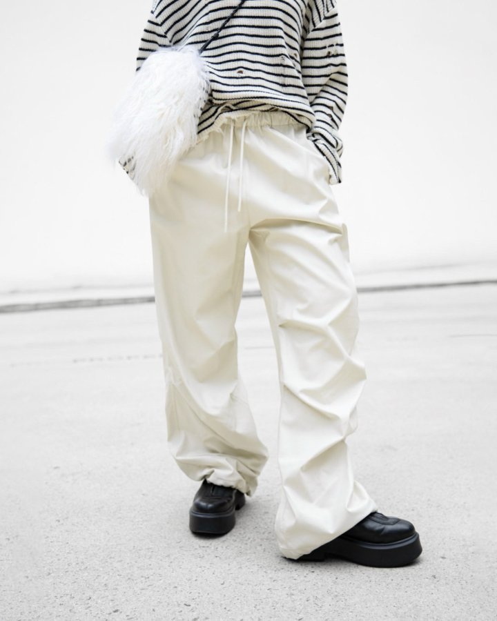 Paper Moon - Korean Women Fashion - #momslook - Glossy Wide Parachute Pants - 4