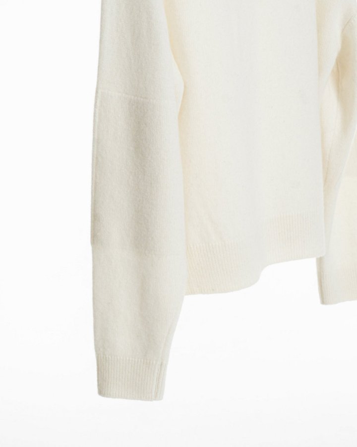 Paper Moon - Korean Women Fashion - #momslook - Double Knitting Shoulder Detail Round Neck Knit - 2