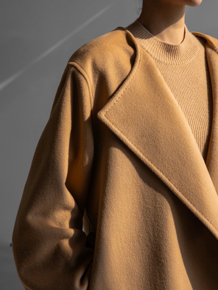 Paper Moon - Korean Women Fashion - #momslook - Luxe Cashmere Wool Stitch Point Robe Belted Coat - 6