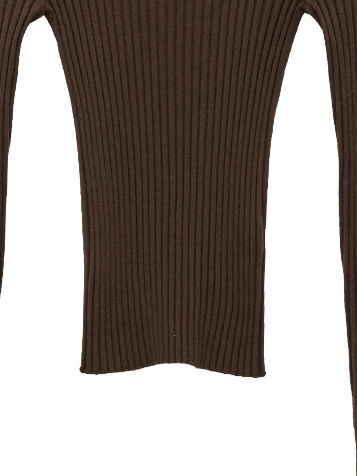 Paper Moon - Korean Women Fashion - #momslook - Long Sleeve Ribbed Round Neck Knit Top - 10
