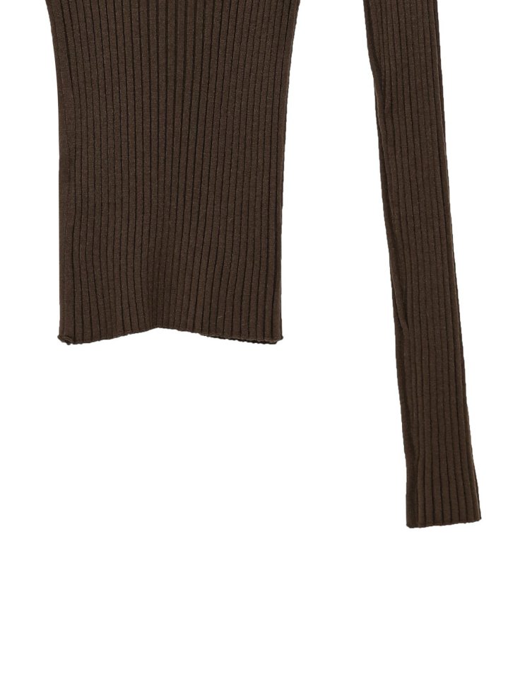 Paper Moon - Korean Women Fashion - #momslook - Long Sleeve Ribbed Round Neck Knit Top - 12
