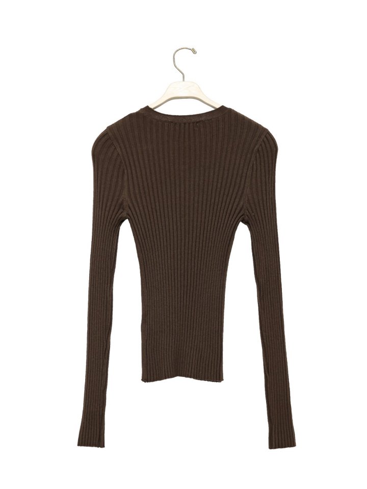 Paper Moon - Korean Women Fashion - #momslook - Long Sleeve Ribbed Round Neck Knit Top - 6