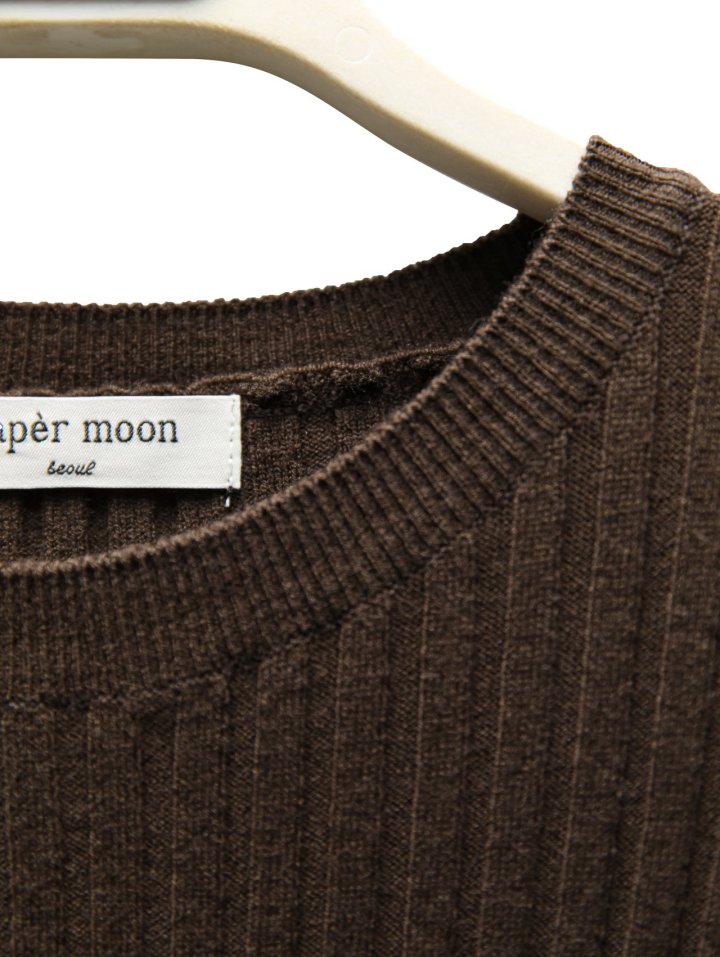 Paper Moon - Korean Women Fashion - #momslook - Long Sleeve Ribbed Round Neck Knit Top - 8